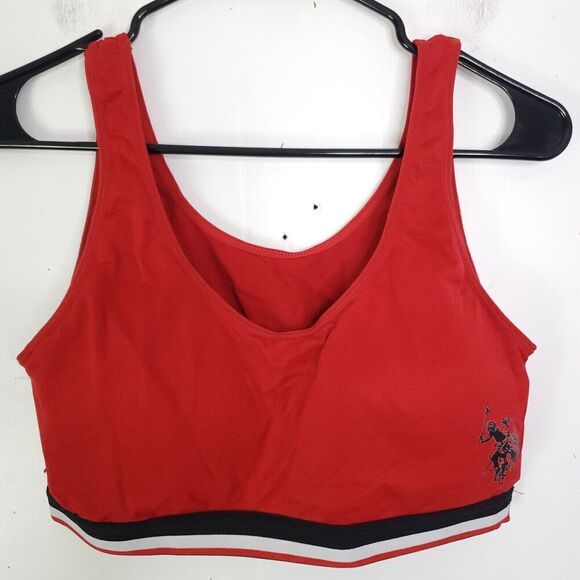Us Polo Assn Bra Womens XXL Preppy Country Sports Red Workout Normie Casual - Picture 1 of 5